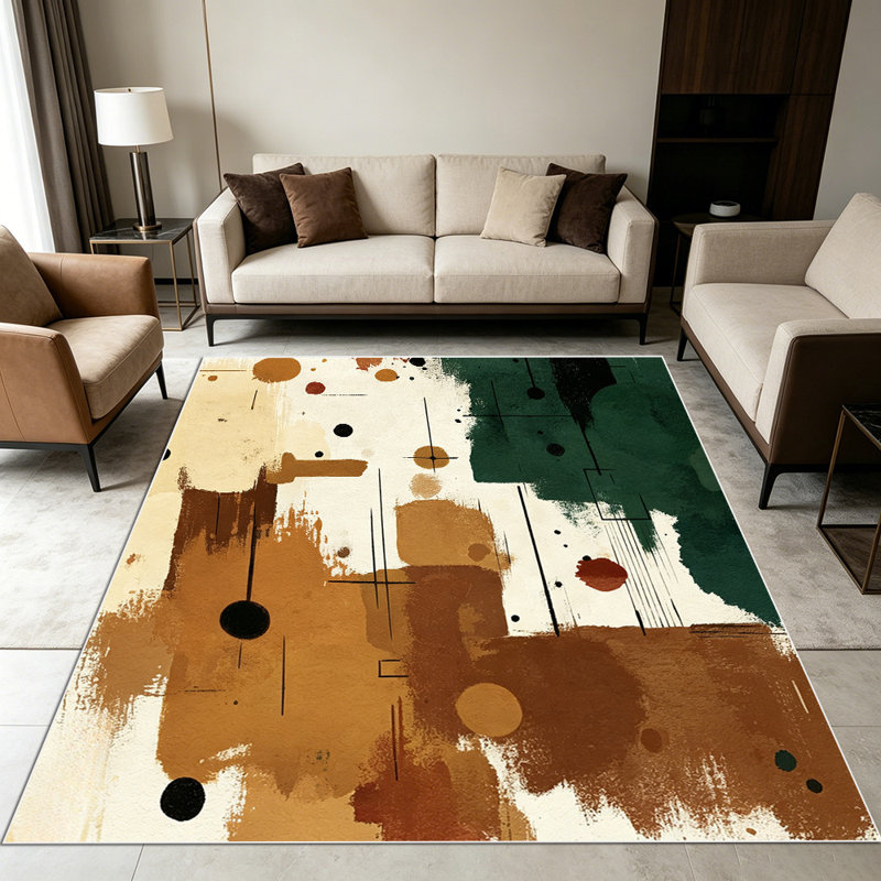 1PC Abstract Vintage Distressed Brushstroke Farmhouse Pattern area rugs for Living Room, Soft and Comfortable, All-season, easy-care, machine washable Indoor floor mat, ideal for dining table, bedroom, entryway, kitchen floor, Home & Outdoor Decor.