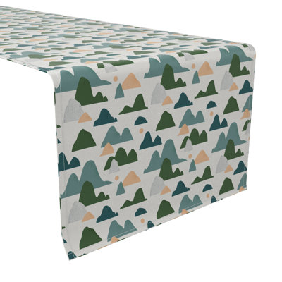 Table Runner, 100% Cotton, 16X108", Abstract Landscape