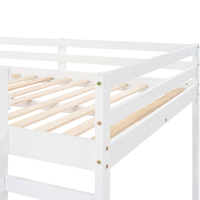 Lit mezzanine blanc avec glissade adorée - Bois massif assemblé éblouissant