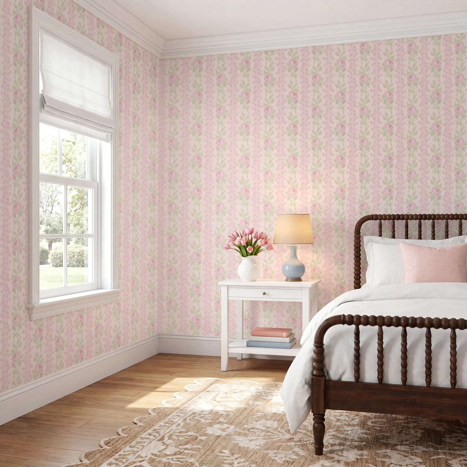 Rose Stripe Wallpaper Double Roll
