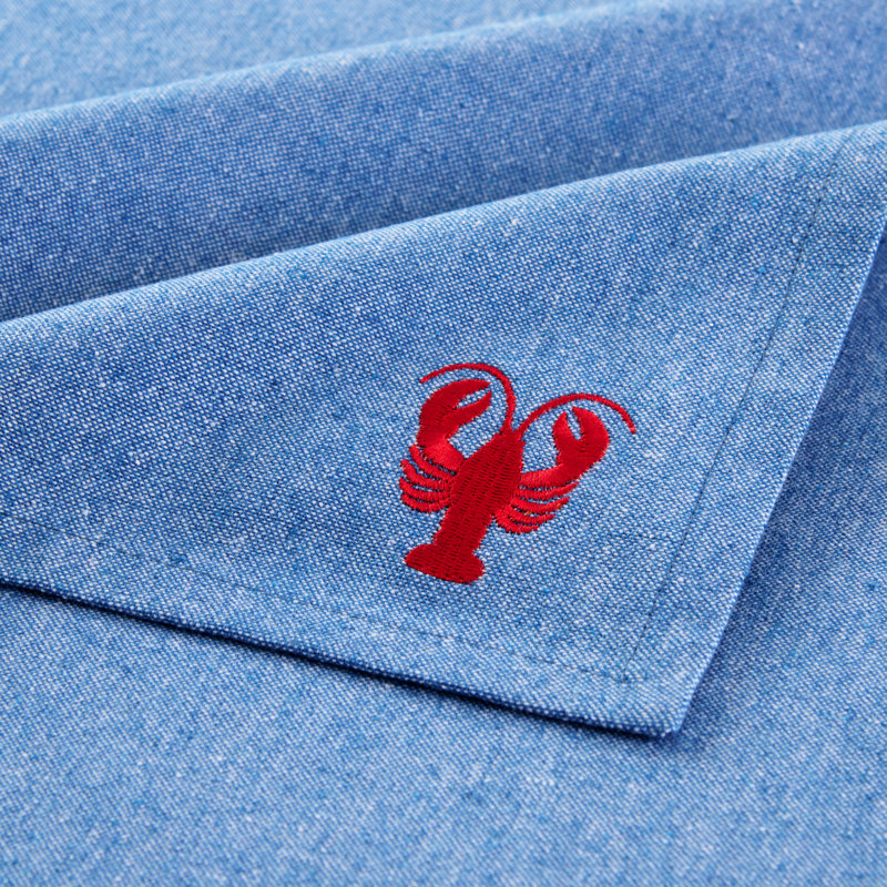Coastal Blue Embroidered Cotton Napkins