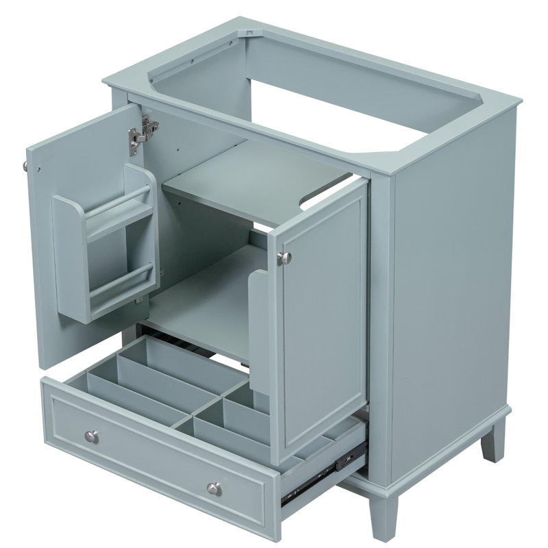 Base de salle de bain moderne, 30 po, support de porte, base d'armoire 30 po - moderne, portes et tiroir, tablette réglable, assemblage requis