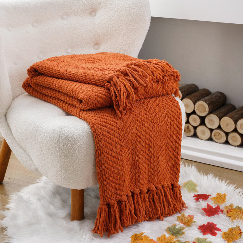 Jeté pour canapé, jeté chaud super doux pour lit simple, couverture en chenille tissée en tricot polyvalente pour le décor de la chambre à coucher