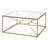 Matte Gold Coffee Table with Glass Top
