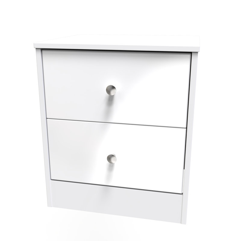 Fully Assembled Leoine Manufactured Wood Bedside Table, White