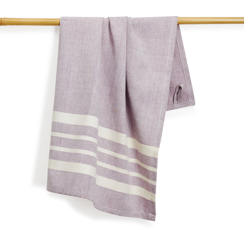 HORIZON Stripe Tea Towel, Eggplant