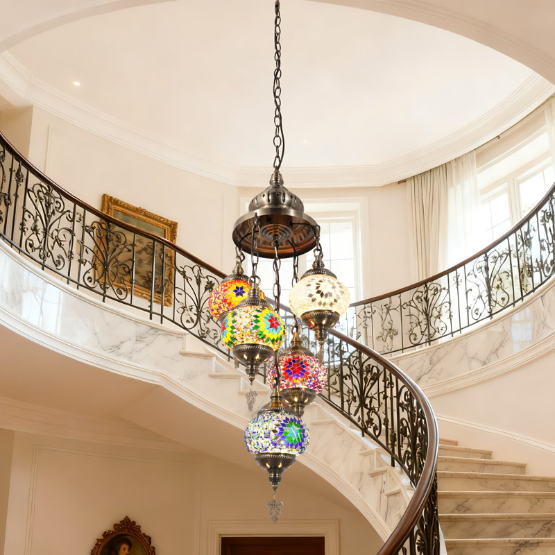 Luminaire suspendu mosaïque à 5 têtes 12,2 po (lumière chaude incluse)