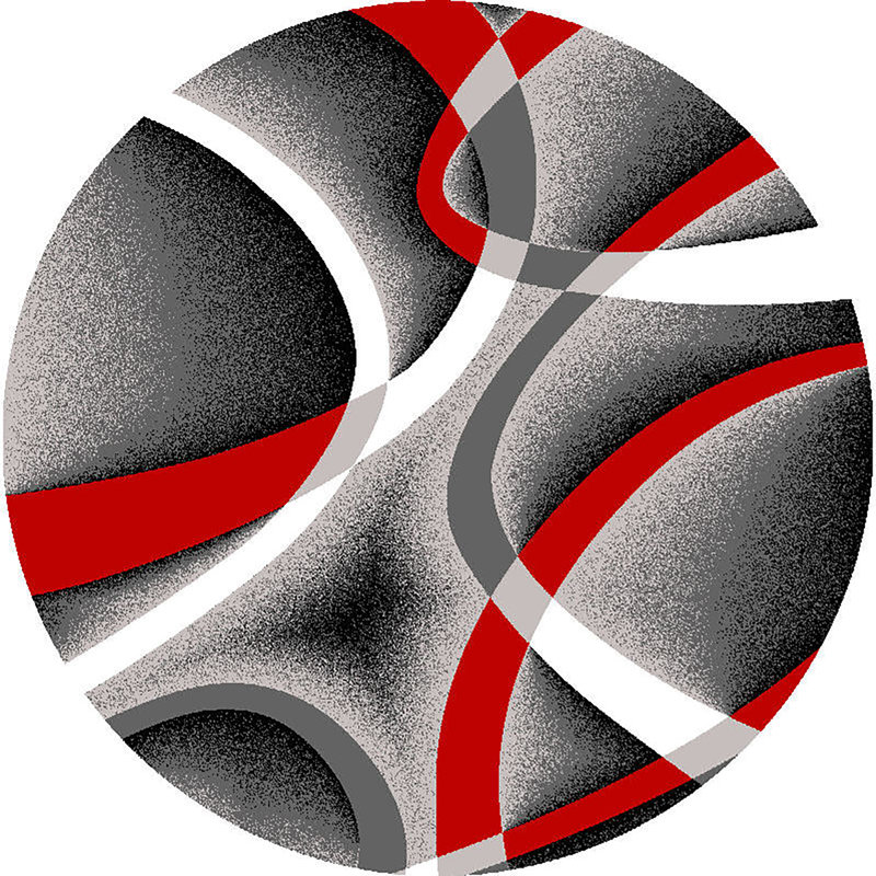 Mccampbell Abstract Area Rug, Round 6'6", Gray/Red
