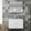 White Gloss Wall-Mounted Bathroom Vanity With Double Drawers, Soft-Close System,Ceramic Sink-534004644