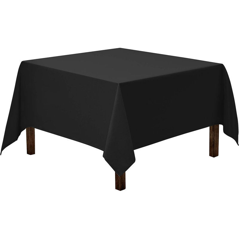 Amilliana Square No Pattern Polyester Tablecloth, 85" Square, Black