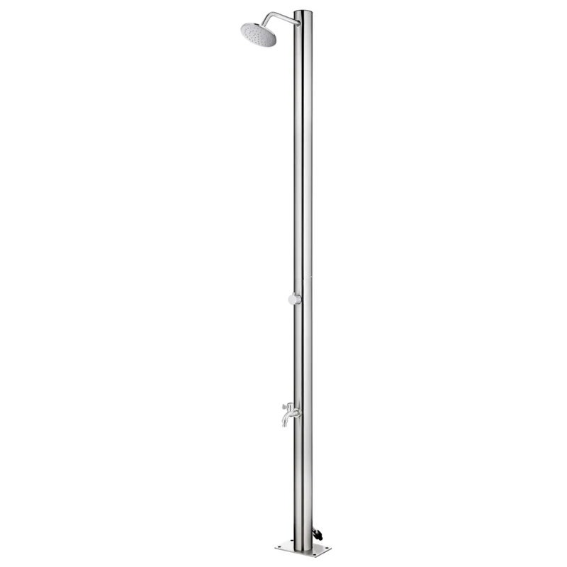 Aleiya 215cm H Steel Freestanding Outdoor Shower and Footwash Spout