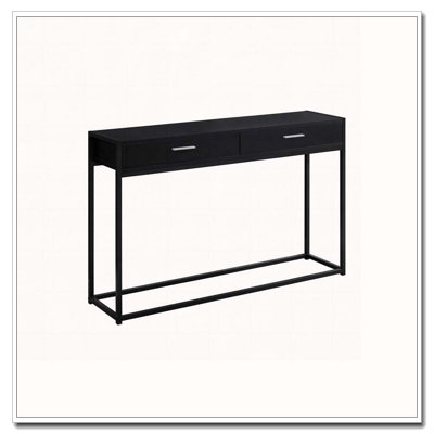 Accent Table, Console, Entryway, Narrow, Sofa, Storage Drawer, Living Room, Bedroom, Black Laminate, Black Metal, Contemporary, Modern