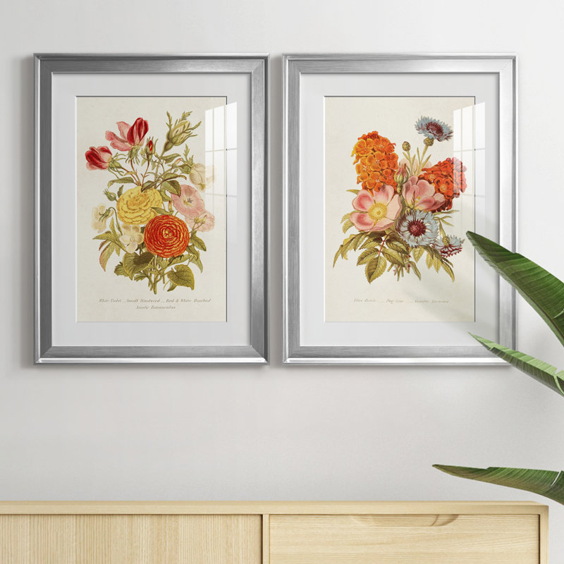 Antique Floral Bouquet I, reproduction encadrée de qualité supérieure - prête à être accrochée, H 24,5 po x l 37 po x P 1 po
