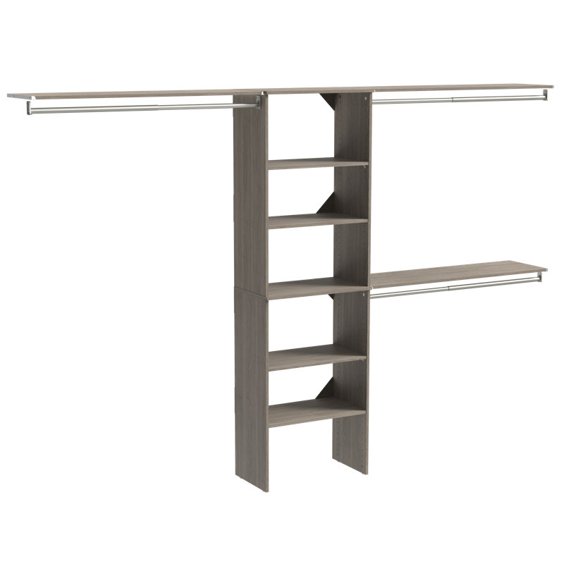 SuiteSymphony 84" W - 120" W Closet System Kit with Top Shelves, Graphite Grey