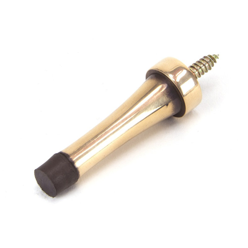 Projection Brass Baseboard Door Stop, Polished Bronze