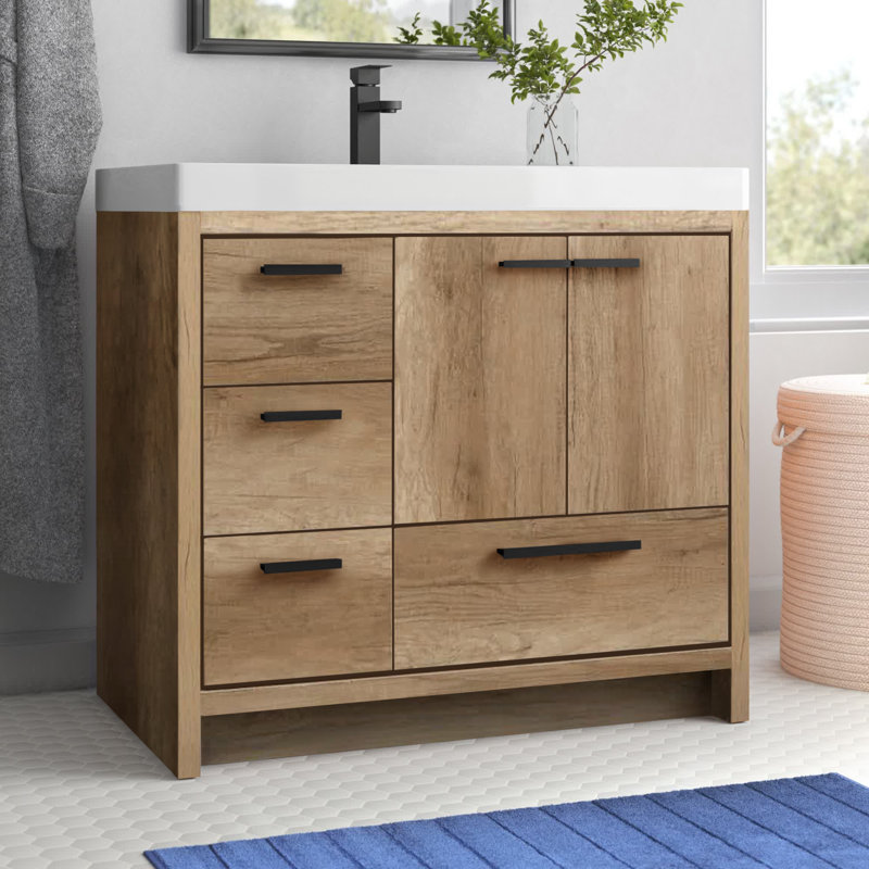 Enfield 36'' Single Bathroom Vanity with Top, Natural Oak