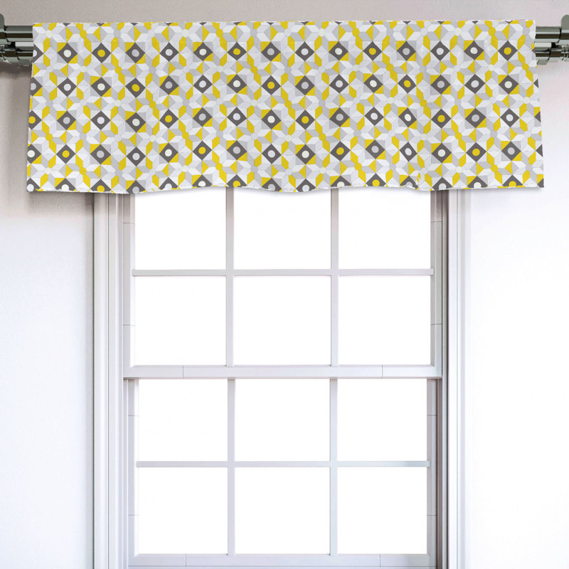 Sateen Geometric Ruffled Window Valance
