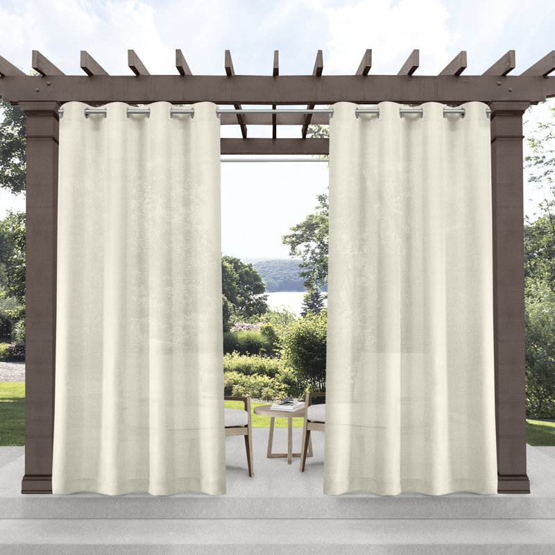 Exclusive Home Miami Semi-Sheer Textured Indoor/Outdoor Grommet Top Curtain Panel Pair, 54" W x 84" L, Cloud Gray