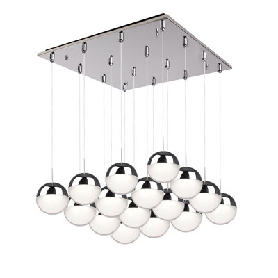 Luminaire suspendu chromé 16 lumières Pluto