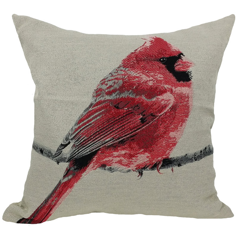Cardinal Bird Emboridery Throw Pillow