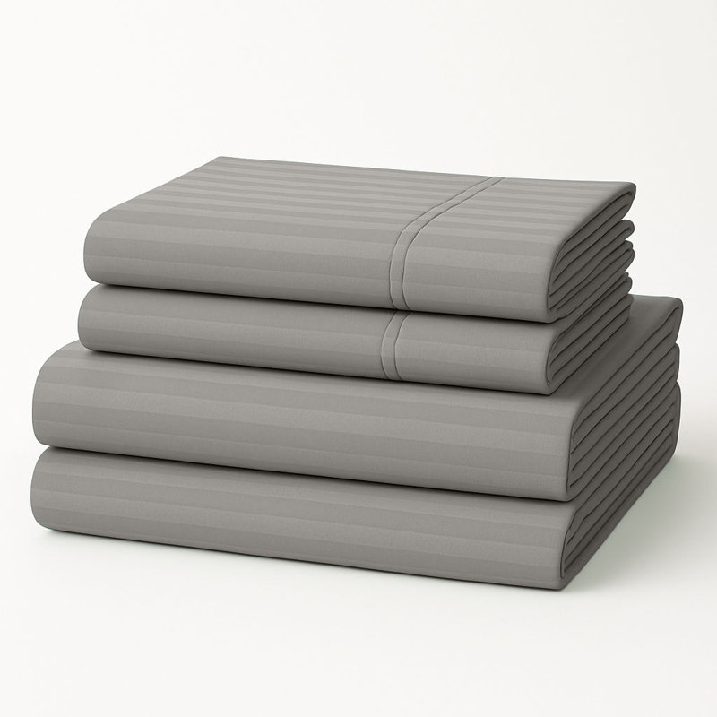 Milan Collection 1000 Thread Count 100% Cotton Sheet Set, California King Sheet Set with 2 Pillowcases, Gray Stripe