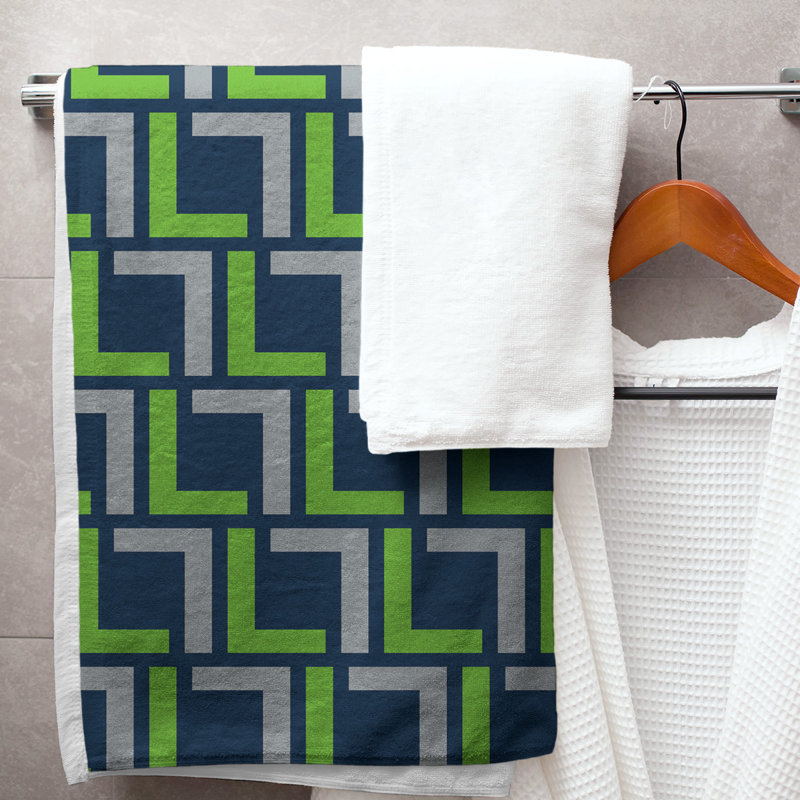 Serviette de bain, Bleu marine collège / vert action / gris loup