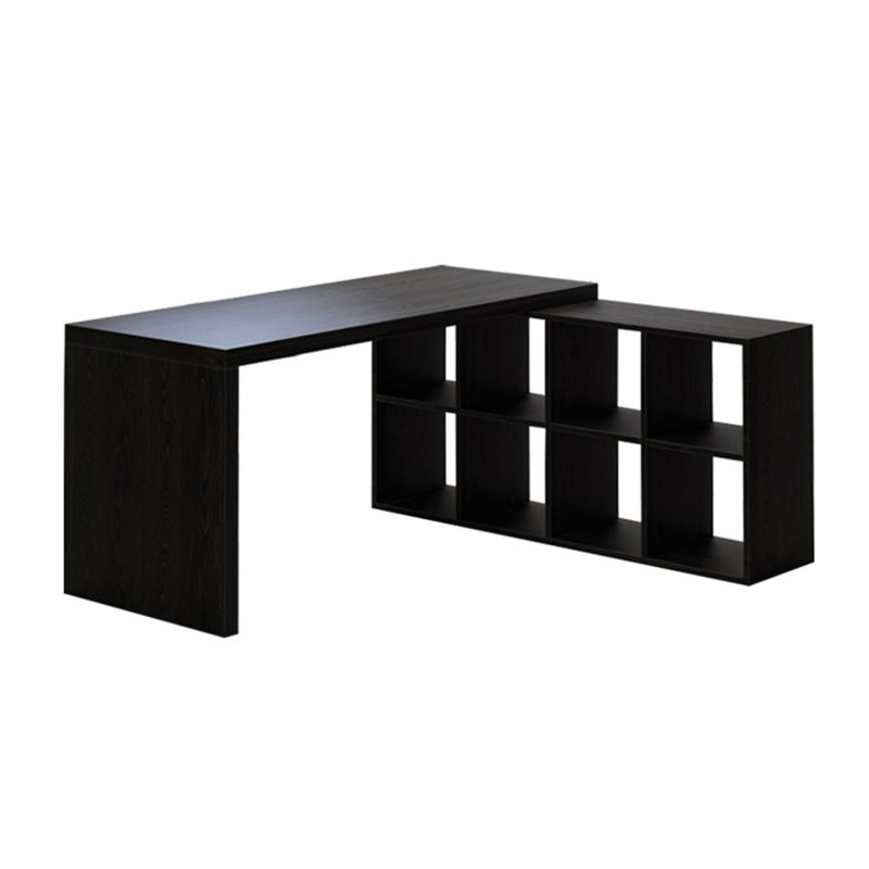 Black L-Shaped Solid Wood desks, 29.53" H x 70.87" W x 23.62" D, Right Hand Return