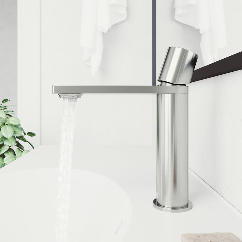 Robinet de salle de bain un trou à poignée simple H 7 po Halsey, Nickel brossé
