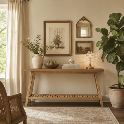 Farmhouse Console Table, 70.9" Entryway Table 2-Tier Sofa Table