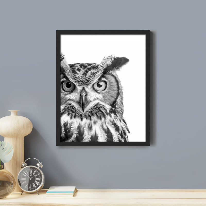 "Photographie de hibou noir et blanc" sur, H 10 po x l 8 po, Noir