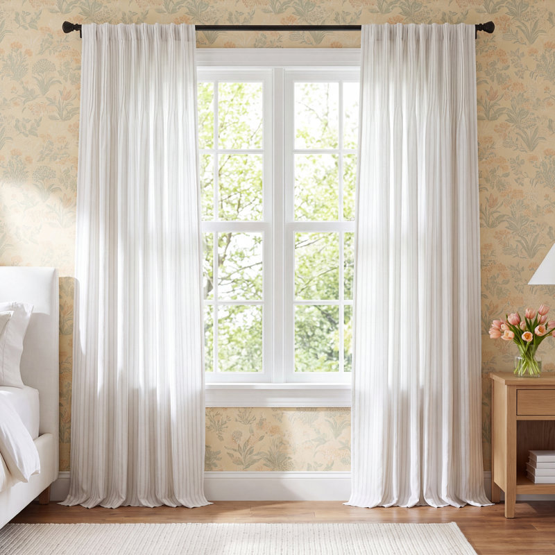 Ostre Linen Semi Sheer Curtain Single Panel, 32" W x 108" L