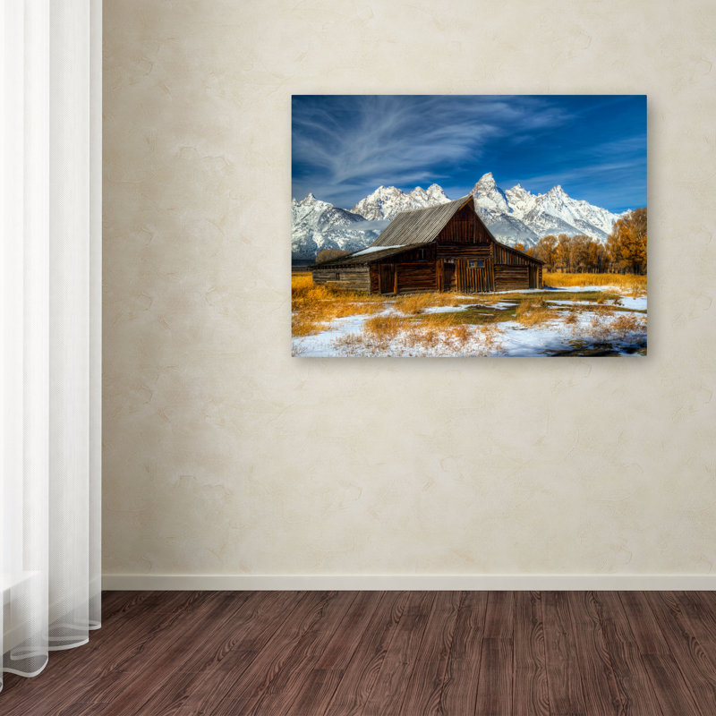« emblématique grange grand teton » par pierre leclerc,, reproduction de photo sur toile tendue encadrée