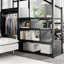 Grand lit mezzanine en métal avec escalier, tablettes de rangement et garde-robe, grand lit mezzanine pour enfants, adolescents et adultes, noir