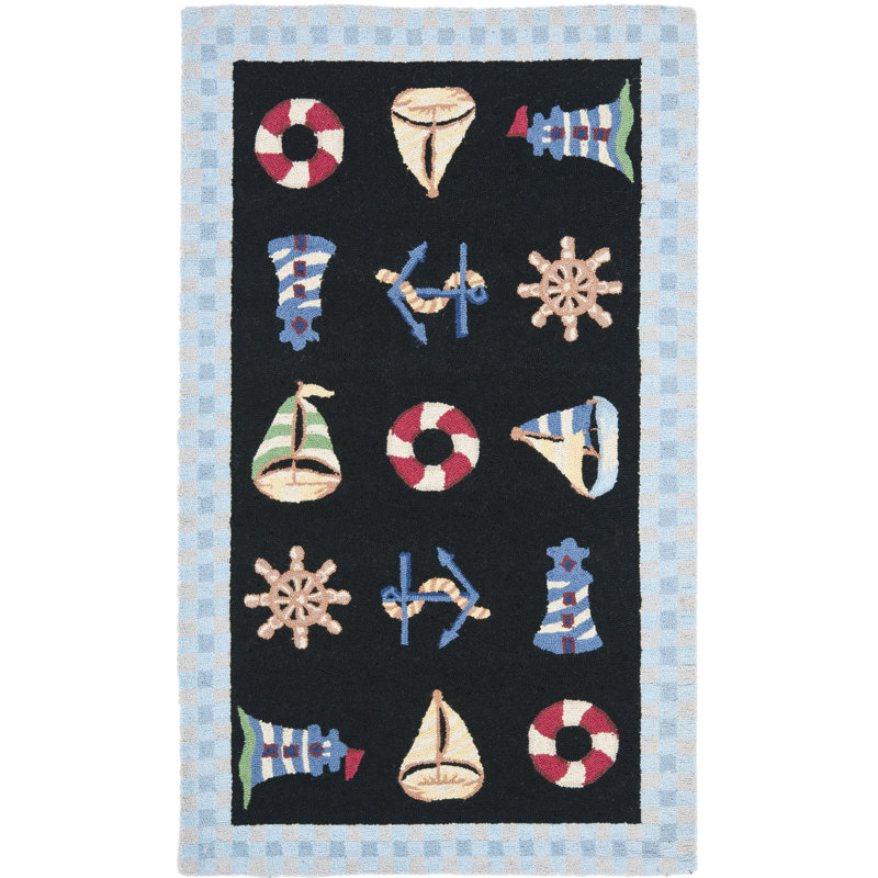 Jonsson Hand Hooked Wool Pile Rug, Rectangle 1'8" x 2'6"