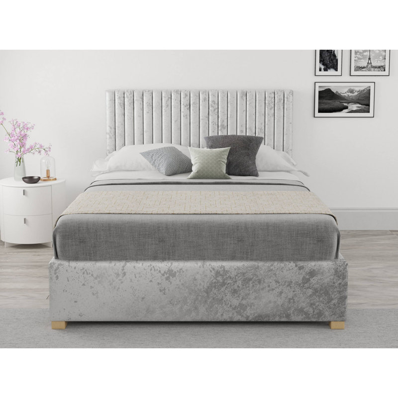 Chevy Upholstered Ottoman Storage Bed, Small Double (4'), Silver