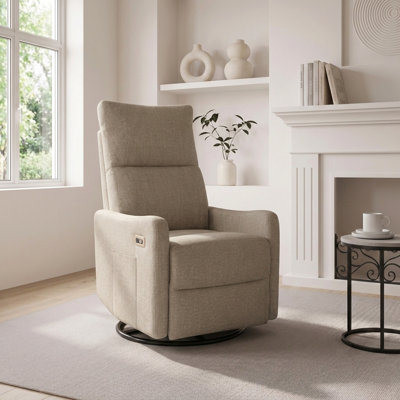 Power Swivel Rocking Recliner Chair with USB Charging, 270° Swivel, for Small Spaces