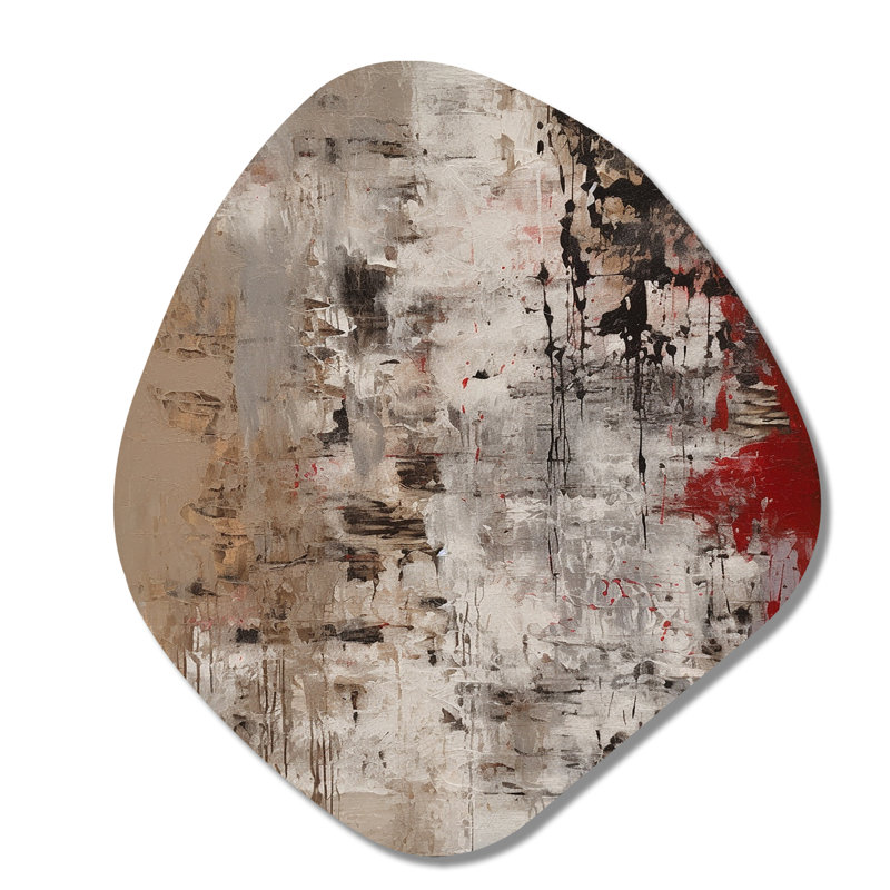 Fading Passion, abstrait en rétro beige et rouge I - Art abstrait, H 35 po x l 31 po