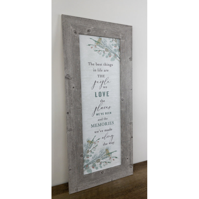 «The Best Things In Life Places People Friends Memories», art floral, panneau vertical, H 28 po x l 12 po