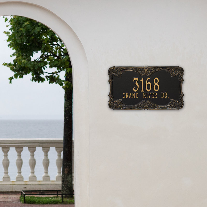Plaque d'adresse murale sur 2 lignes Signature Series, Noir, Or, Oui
