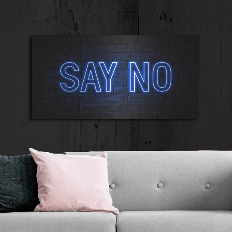 Latitude Wall «Say No In Neon Blue» par Luxe Portfolio, art mural en métal, H 24 po x l 48 po