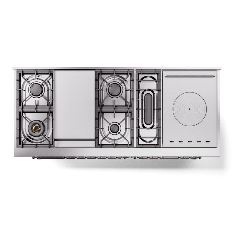 ILVE Nostalgie II 60 Dual Fuel Range, 5 Burners, Griddle, Frenchtop , Graphite Matte/Bronze, Natural Gas