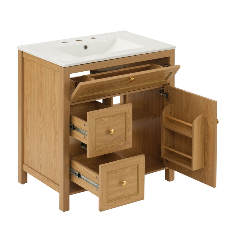 Meuble-lavabo en bois naturel 30 po Modern