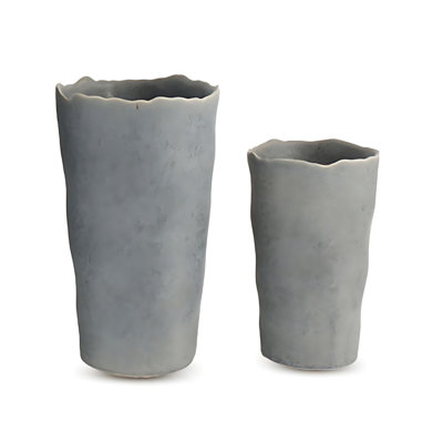 Gray Ceramic Cylinder Vase Set