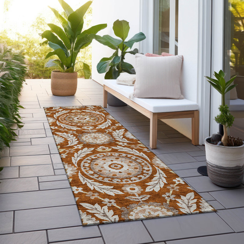  Machine Washable Indoor/Outdoor Mahaney ACN751 Ivory Rug, Runner 2'3" x 7'6"