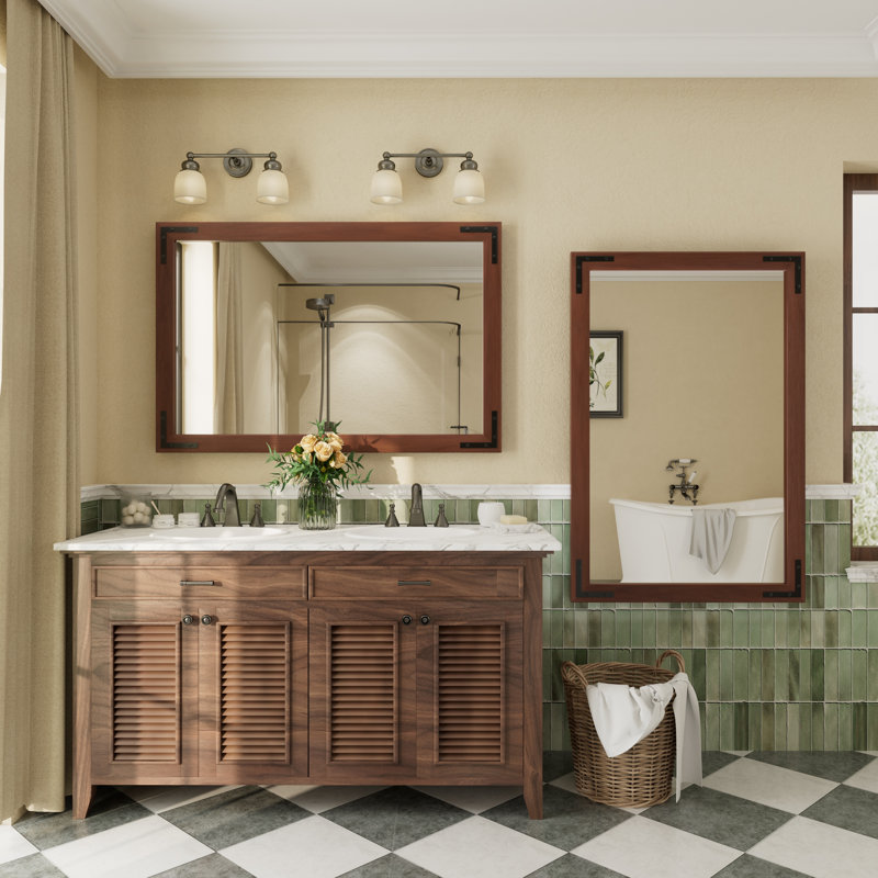 Miroir mural Amara Rustic Farmhouse, Brun, 45 po x 30 po