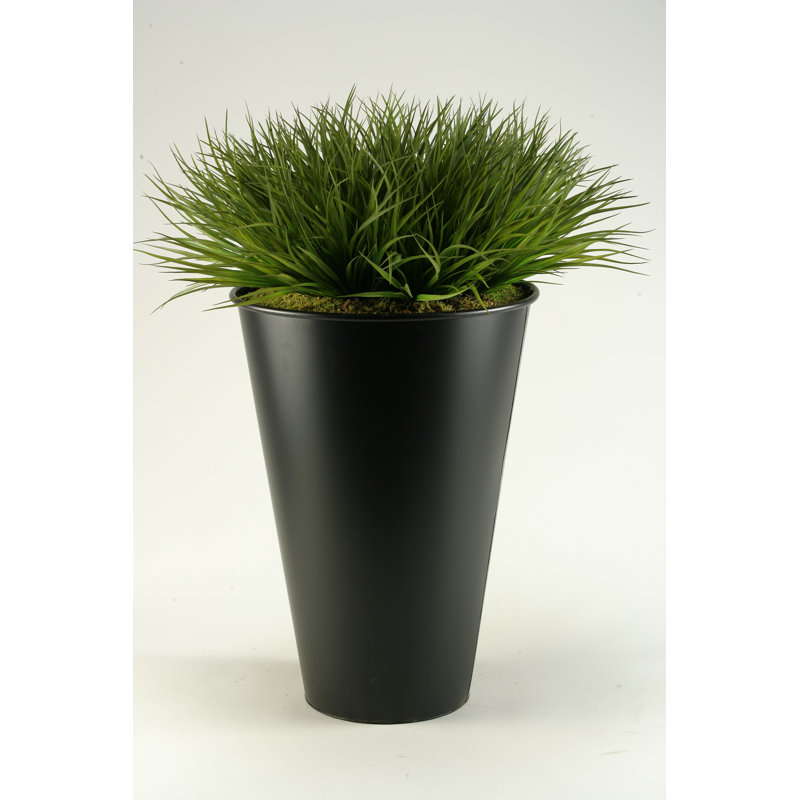 Faux Foliage Grass in Metal Planter, 36" H x 26" W x 26" D