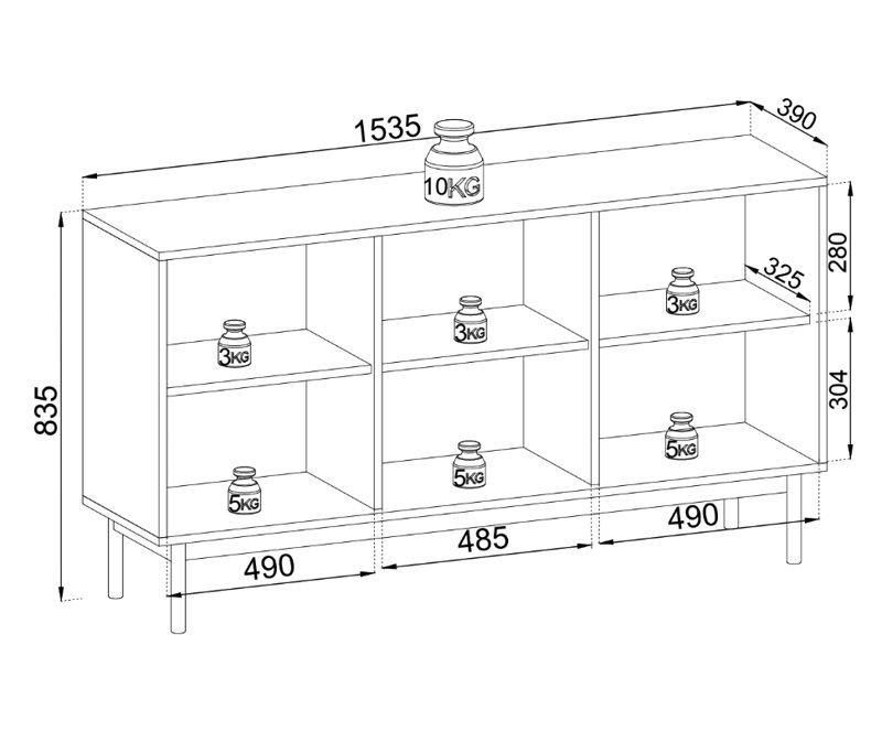 Japandies 153.5cm Sideboard, White