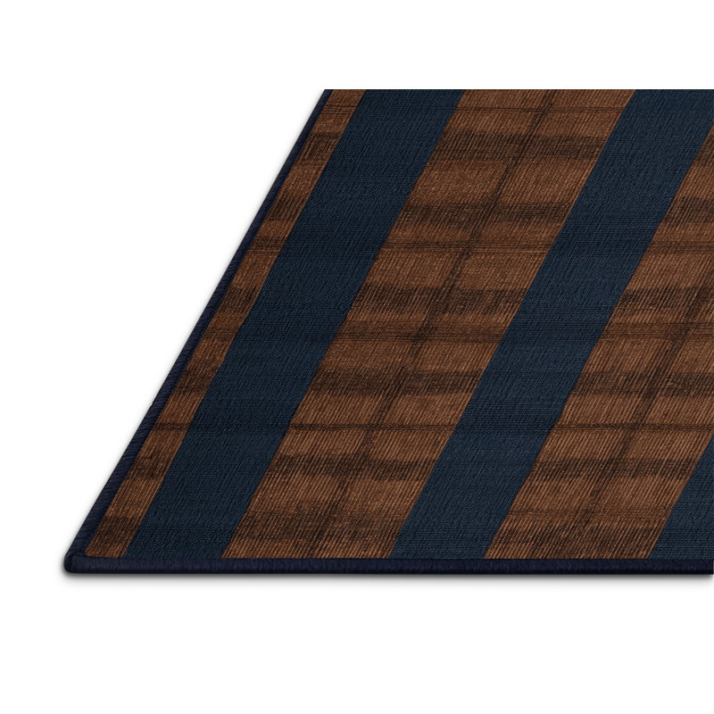Tapis gris à carreaux lavable à la machine, Rond 3 pi