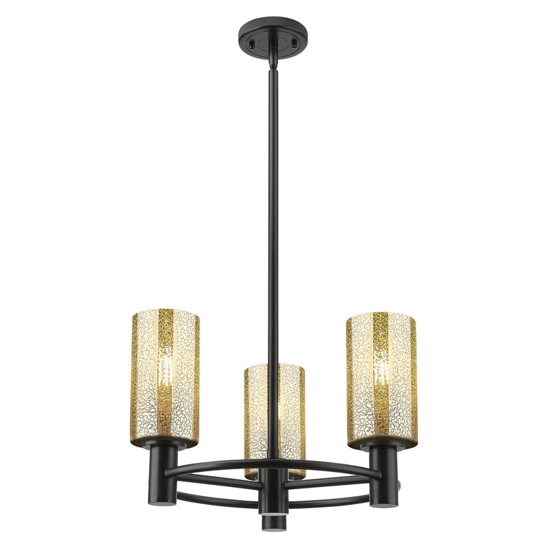 Luminaire suspendu 3 tiges Crown Point, H 10,38 po x l 18 po x P 18 po, Mercure, Noir mat