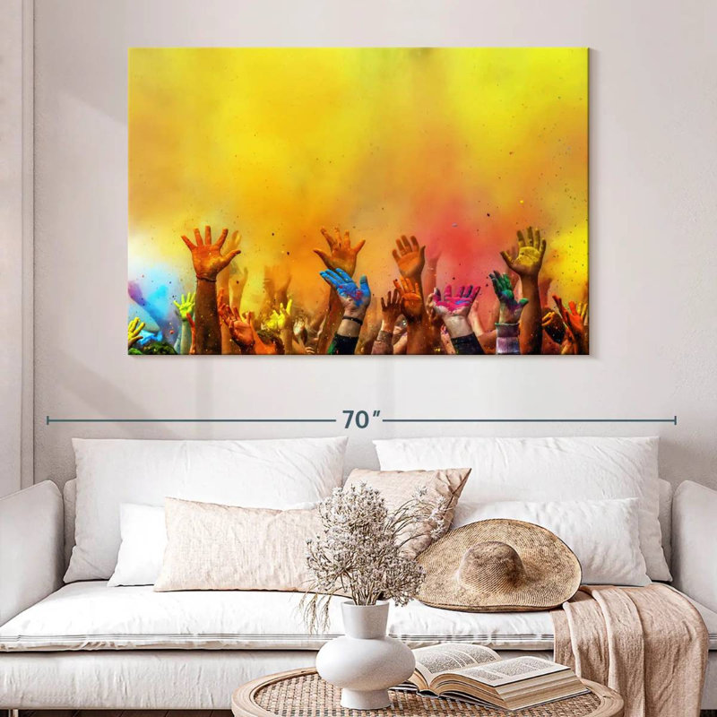 Vibrant Holi Hands, 34" H x 51" W